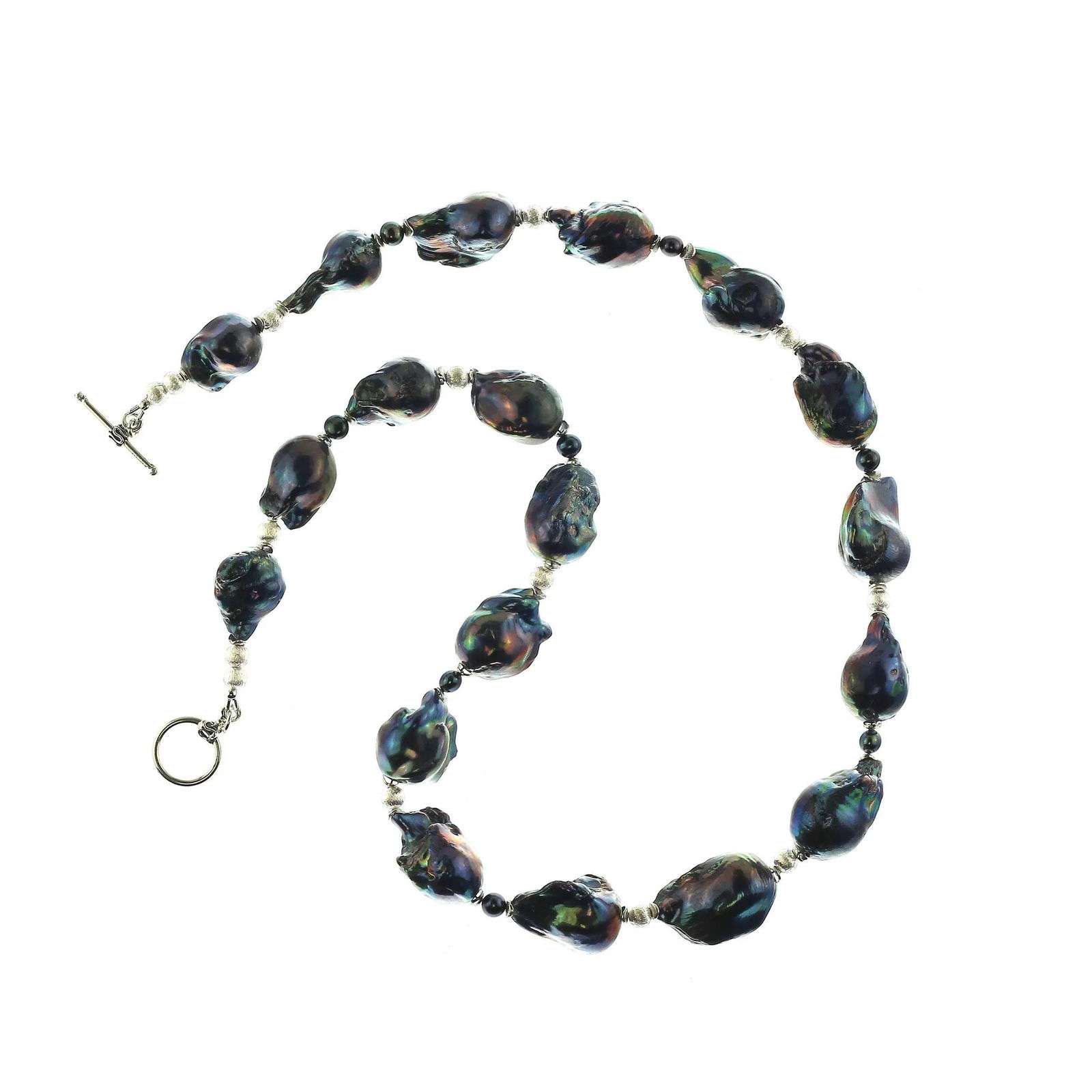 Peacock Iridescent Fireball Pearl Necklace June Birthstone - 7