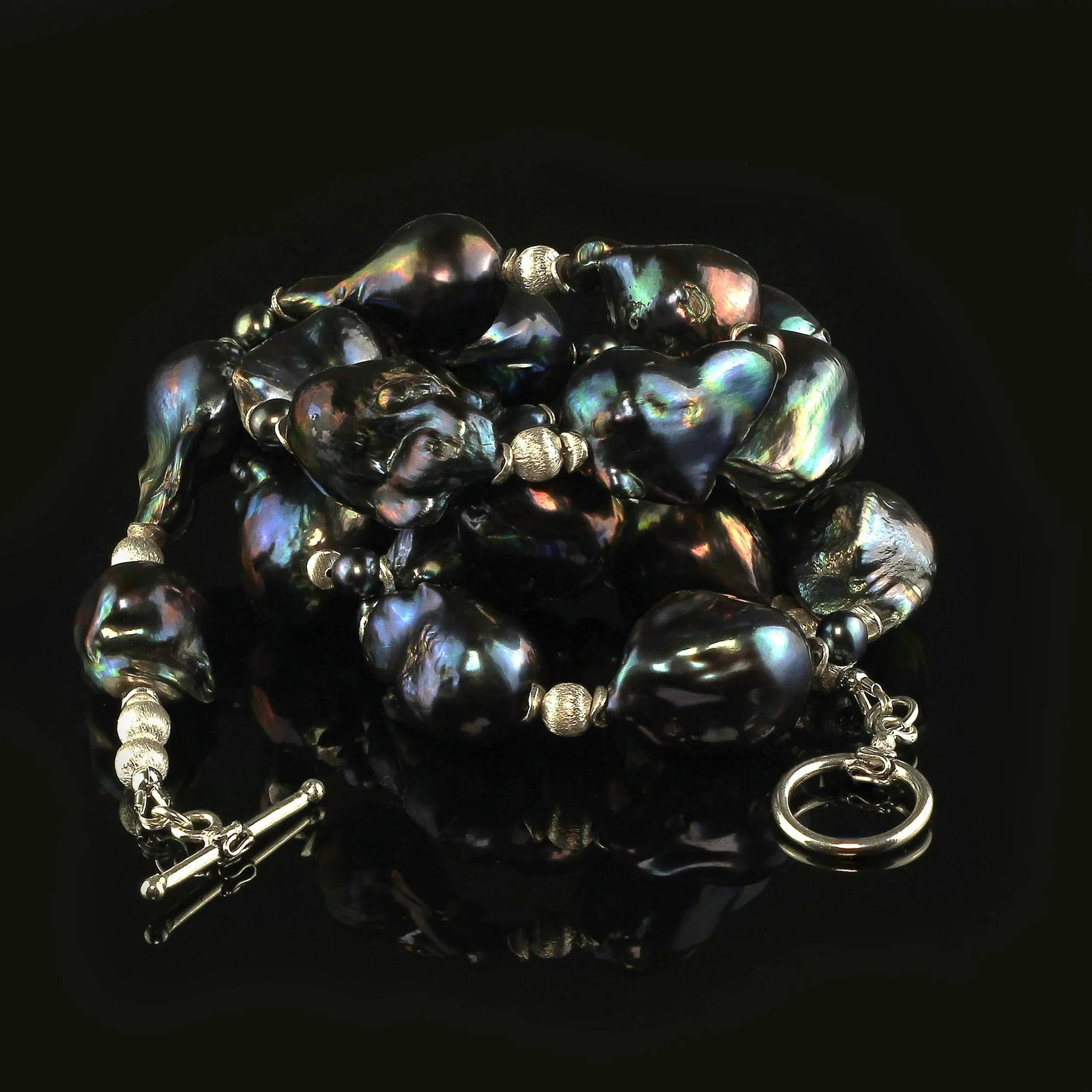 Peacock Iridescent Fireball Pearl Necklace June Birthstone - 9