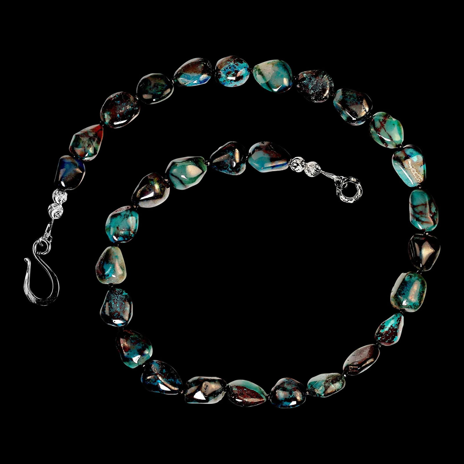 African Azurite Freeform Nuggets With Sterling Silver - 2