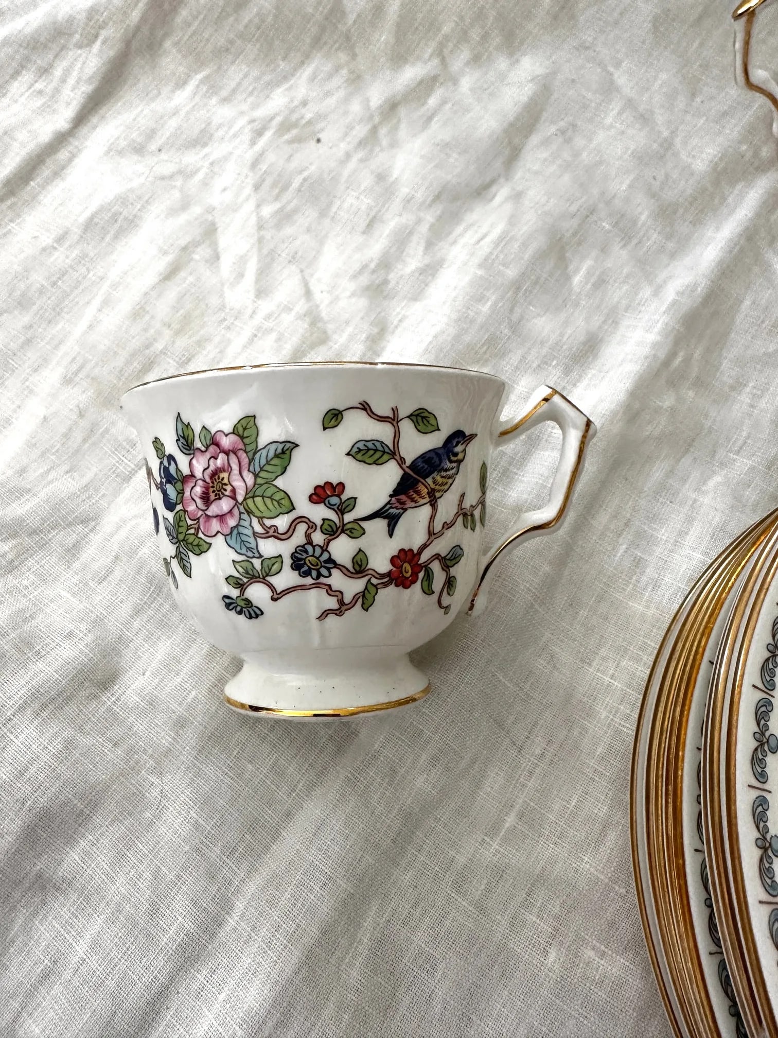 Vintage John Aynsley Pembroke Floral/Bird Motif Bone China-A Set - 4