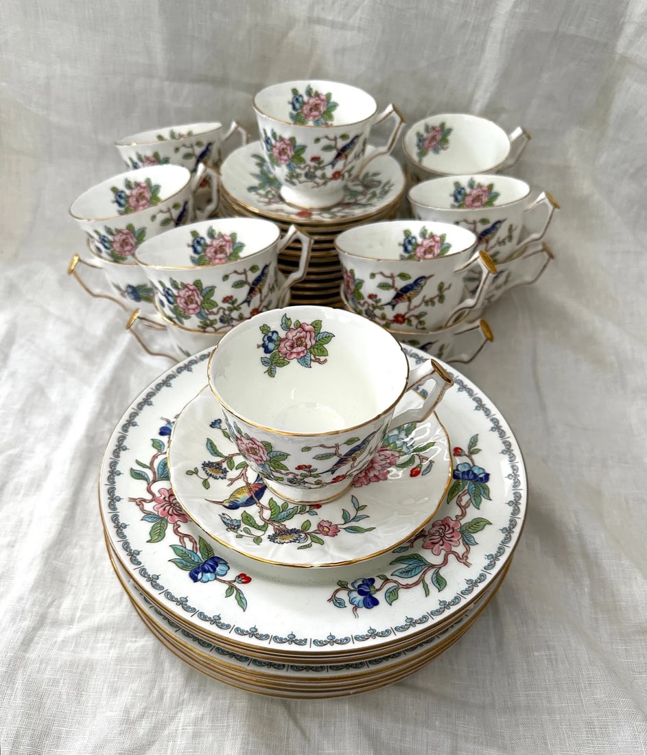 Vintage John Aynsley Pembroke Floral/Bird Motif Bone China-A Set - 5