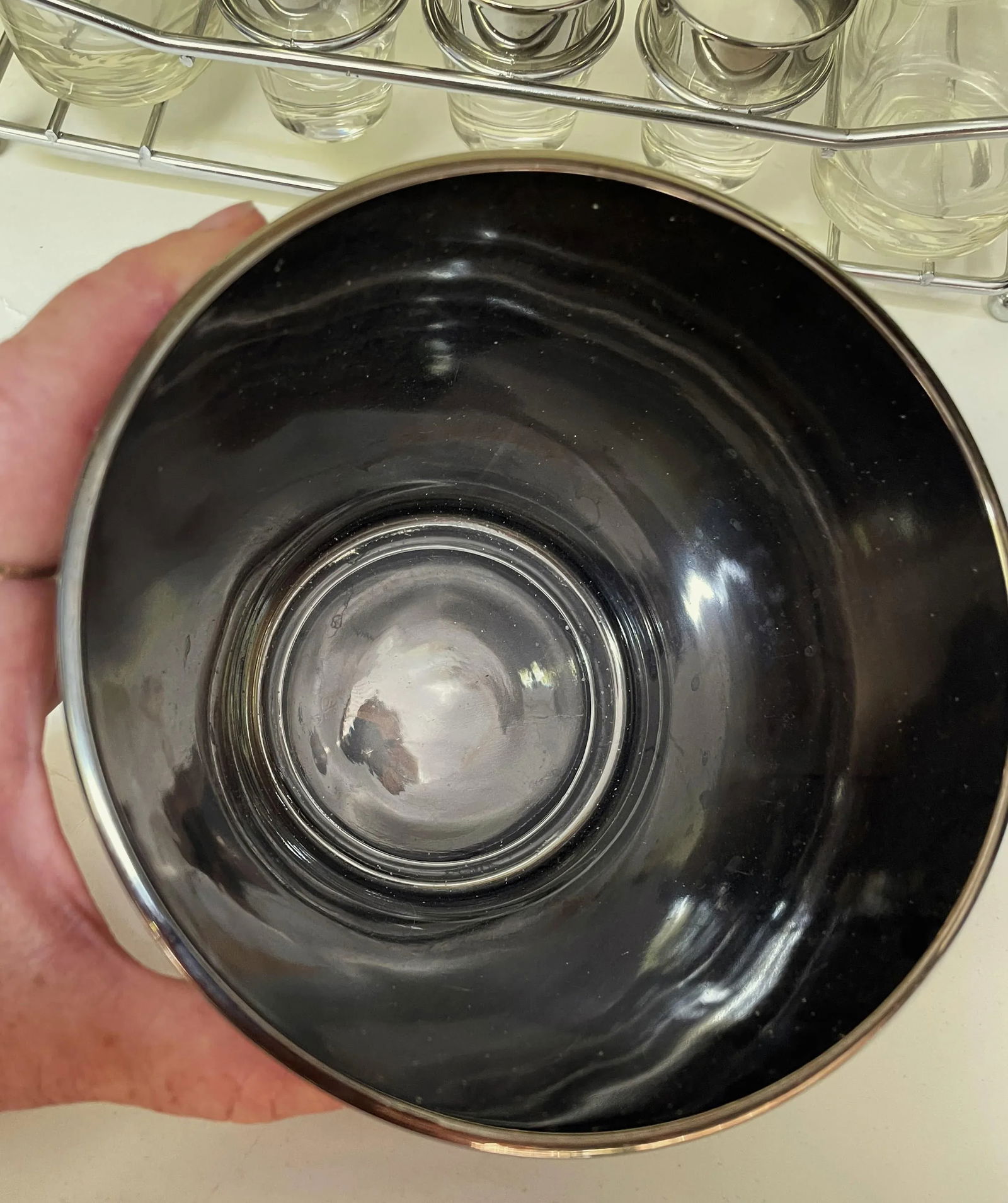 Mid 20th Century Dorothy Thorpe Silver Fade Bar Cocktail Set with Chrome Holder & Ice Bucket- 14 Pie - 8