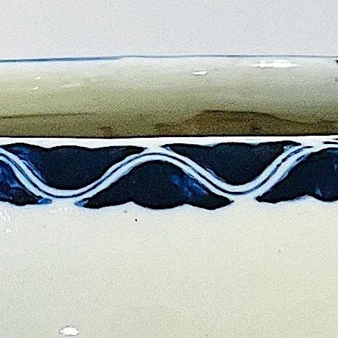 Antique Japanese Hibachi Cachepot Planter - Green Border - 4