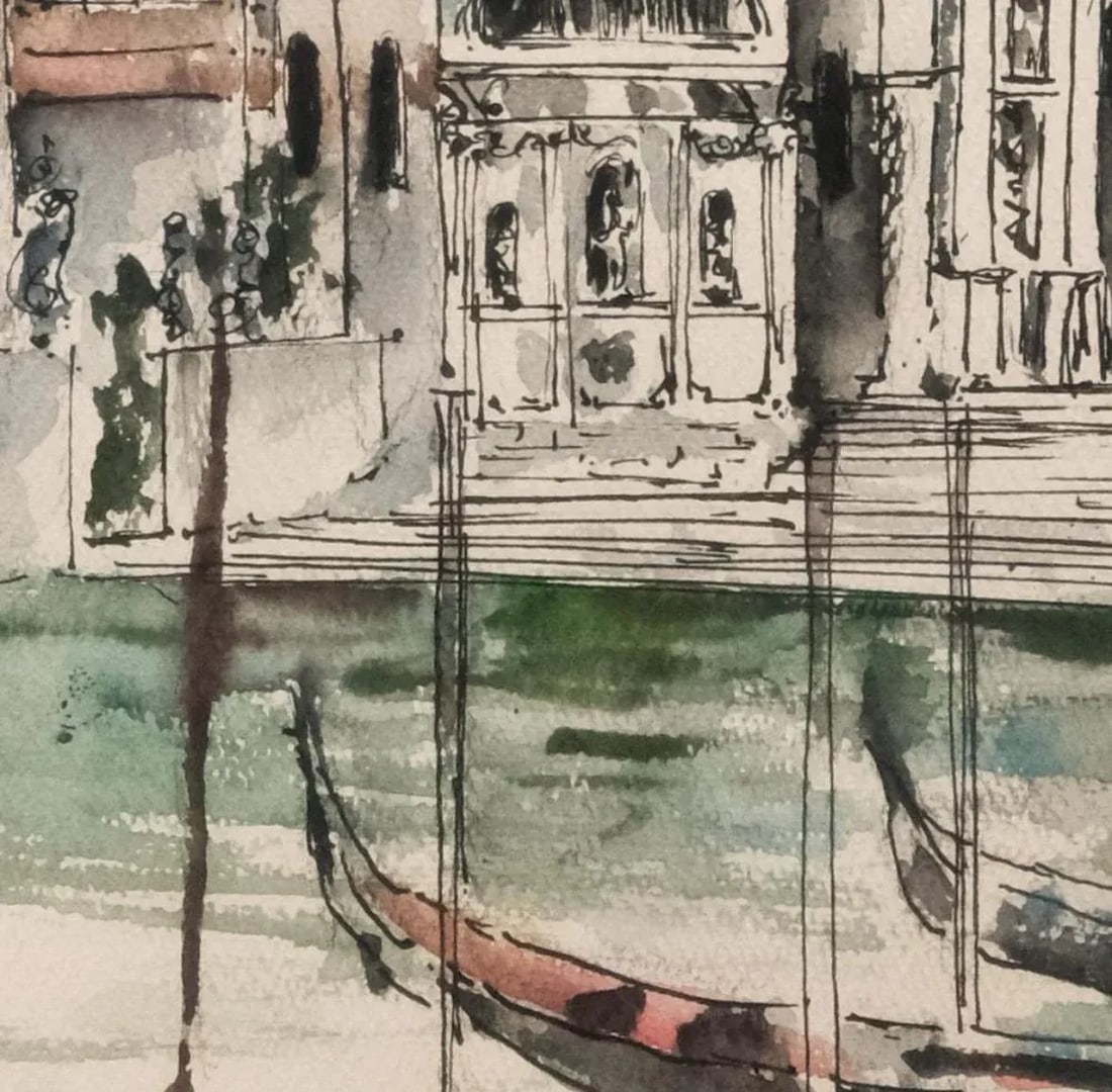 1960s Watercolor Painting on Paper Venice Santa Maria De La Salute Marie Louise Cuttler - 3