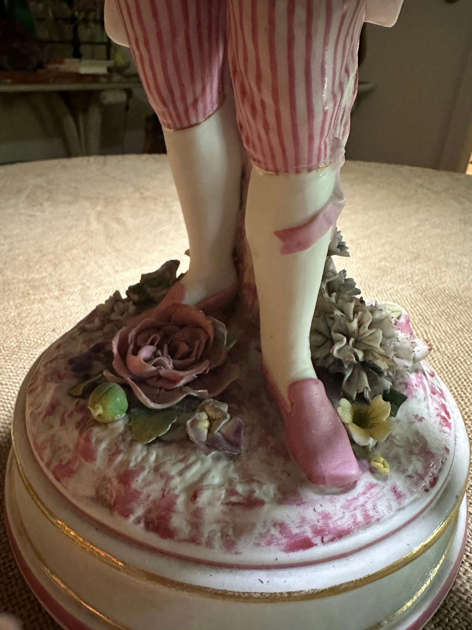 Late 19th Century Meissen Style Porcelain Figurine of an 18th Century Dandy in Pink With Flowers - 4