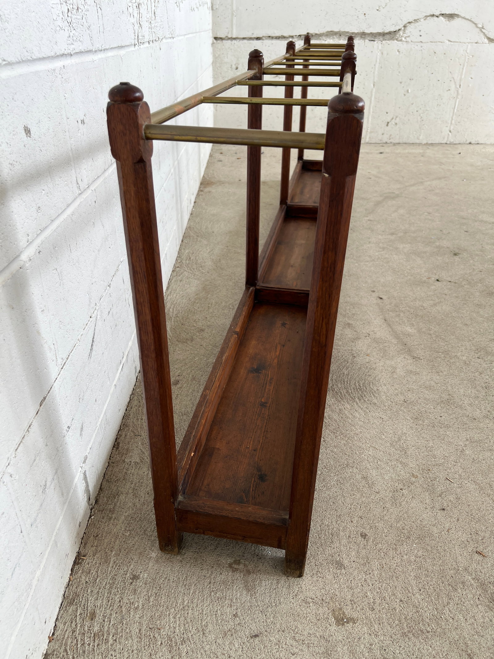 19th Century English Oak & Brass Cane / Umbrella Holder 8ft Victorian Hotel - 12