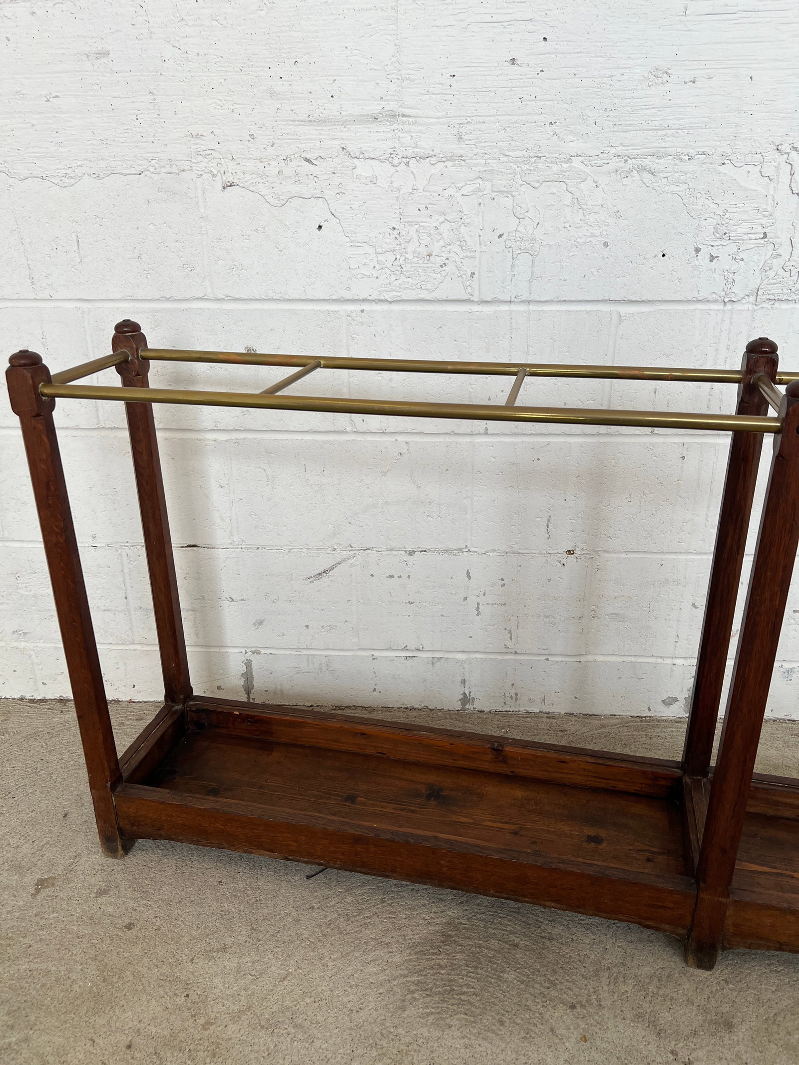 19th Century English Oak & Brass Cane / Umbrella Holder 8ft Victorian Hotel - 3