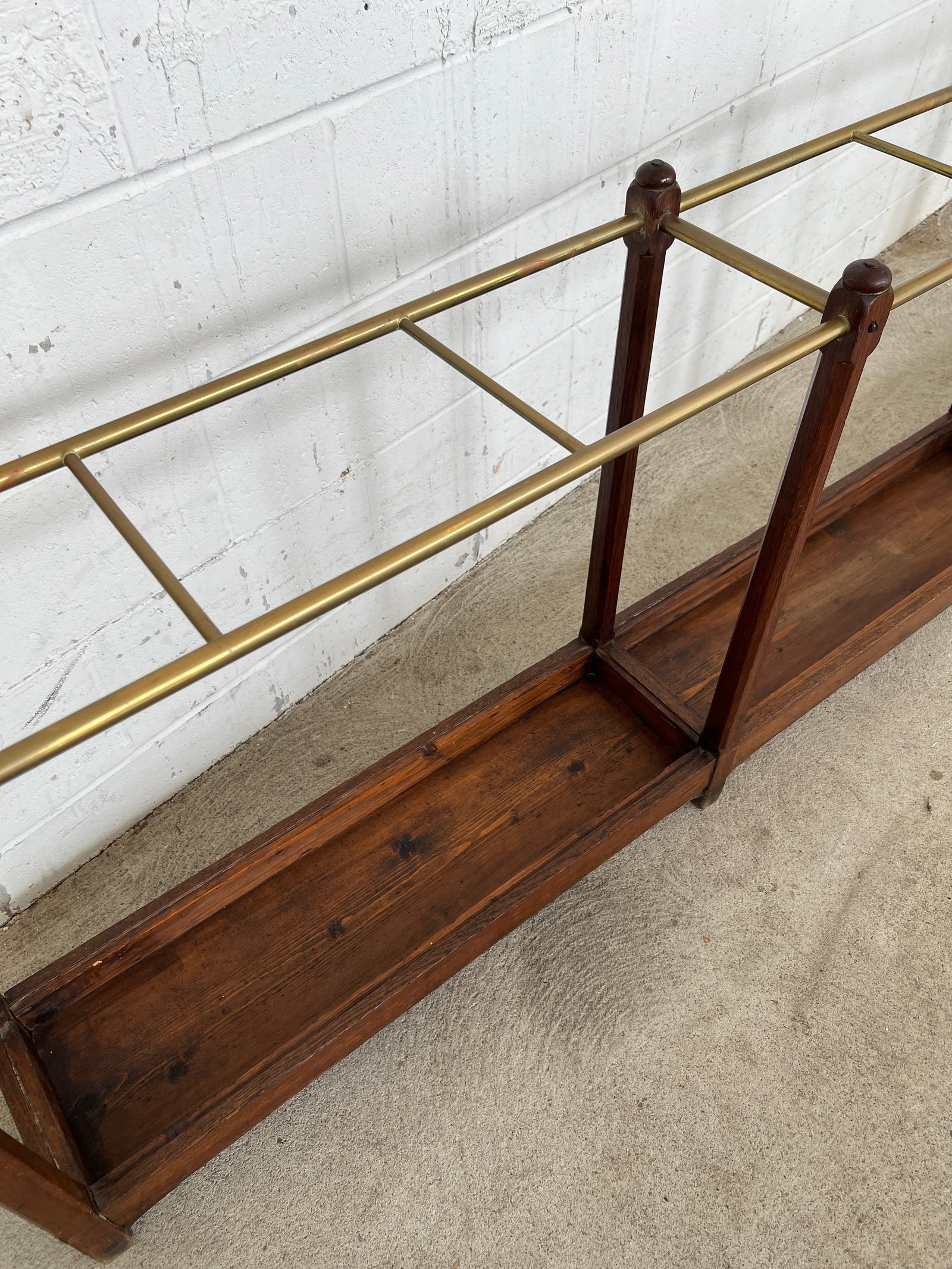 19th Century English Oak & Brass Cane / Umbrella Holder 8ft Victorian Hotel - 5