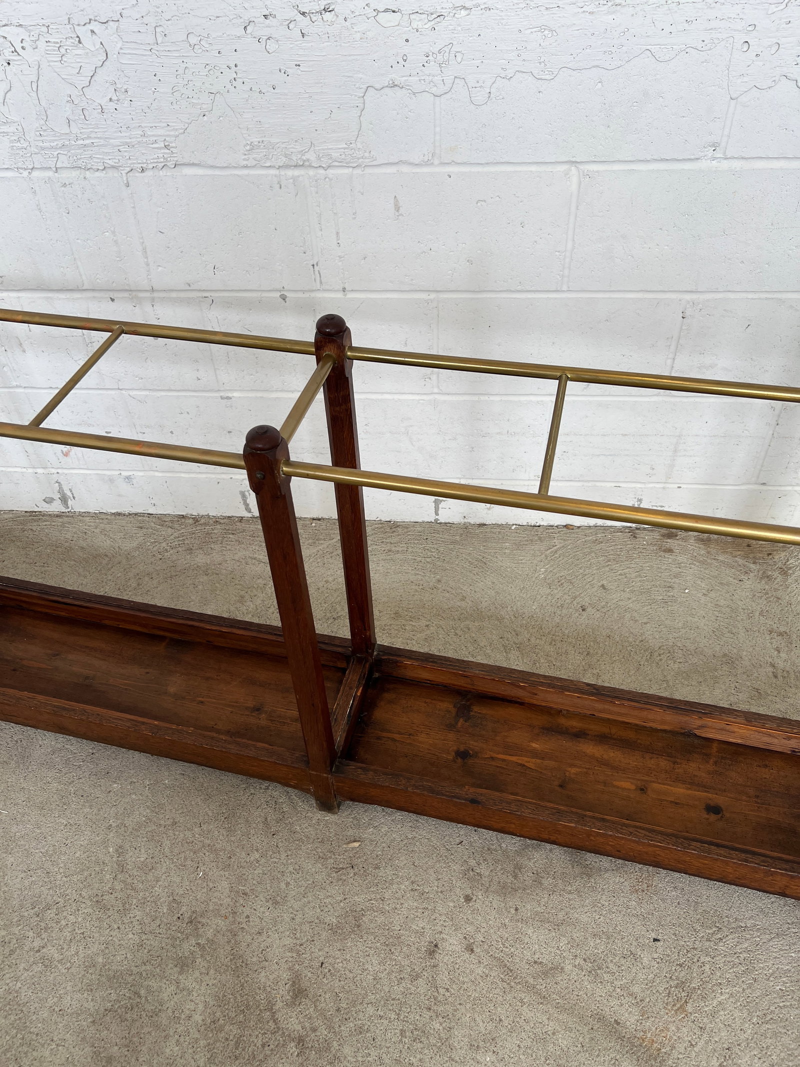 19th Century English Oak & Brass Cane / Umbrella Holder 8ft Victorian Hotel - 9