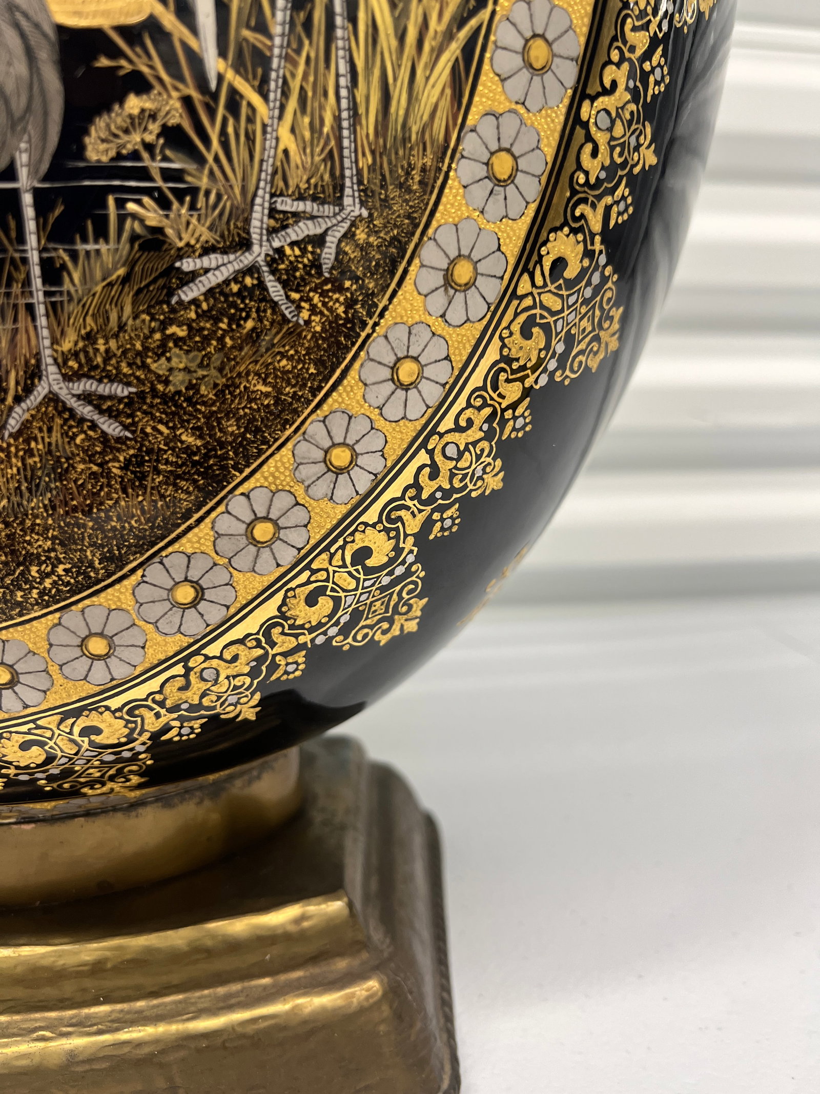 Exhibition Quality English Coalport Porcelain "Crane" Japonesque Enamel Vase - 11