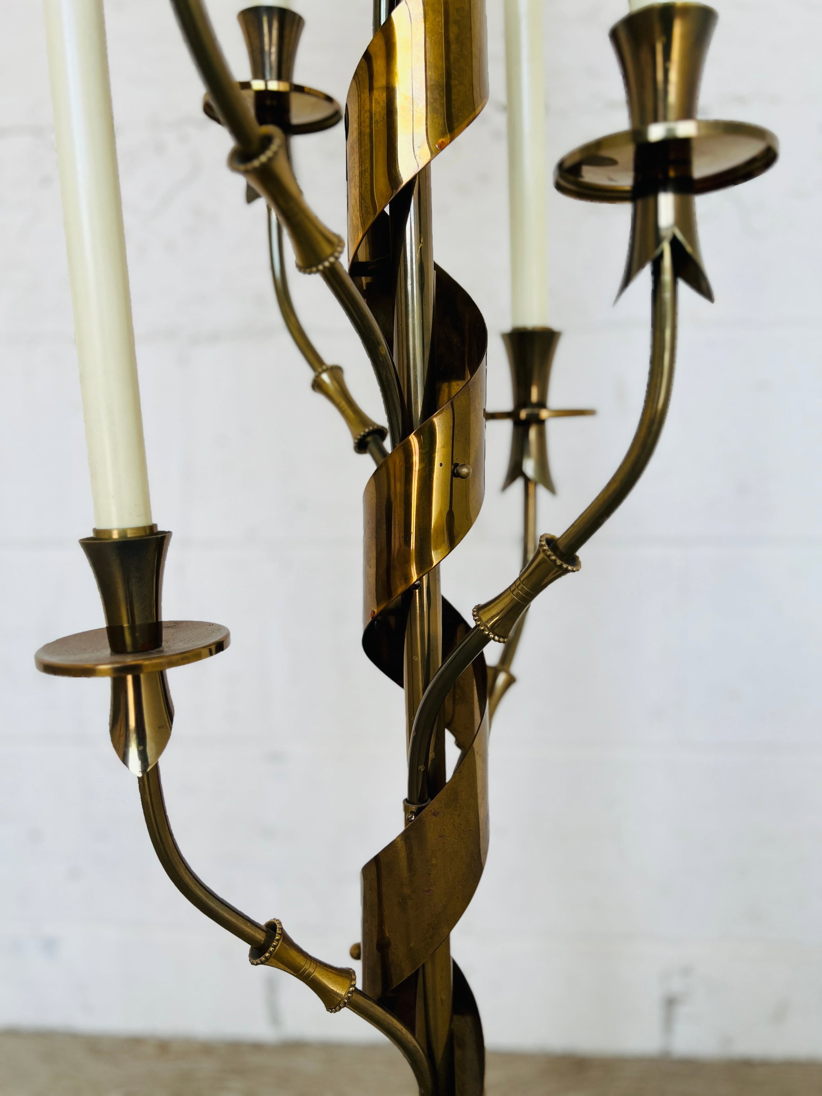 Rare, Italian Mid Century Stilnovo 10-Light Brass & Marble Floor Lamp C. 1960 - 8