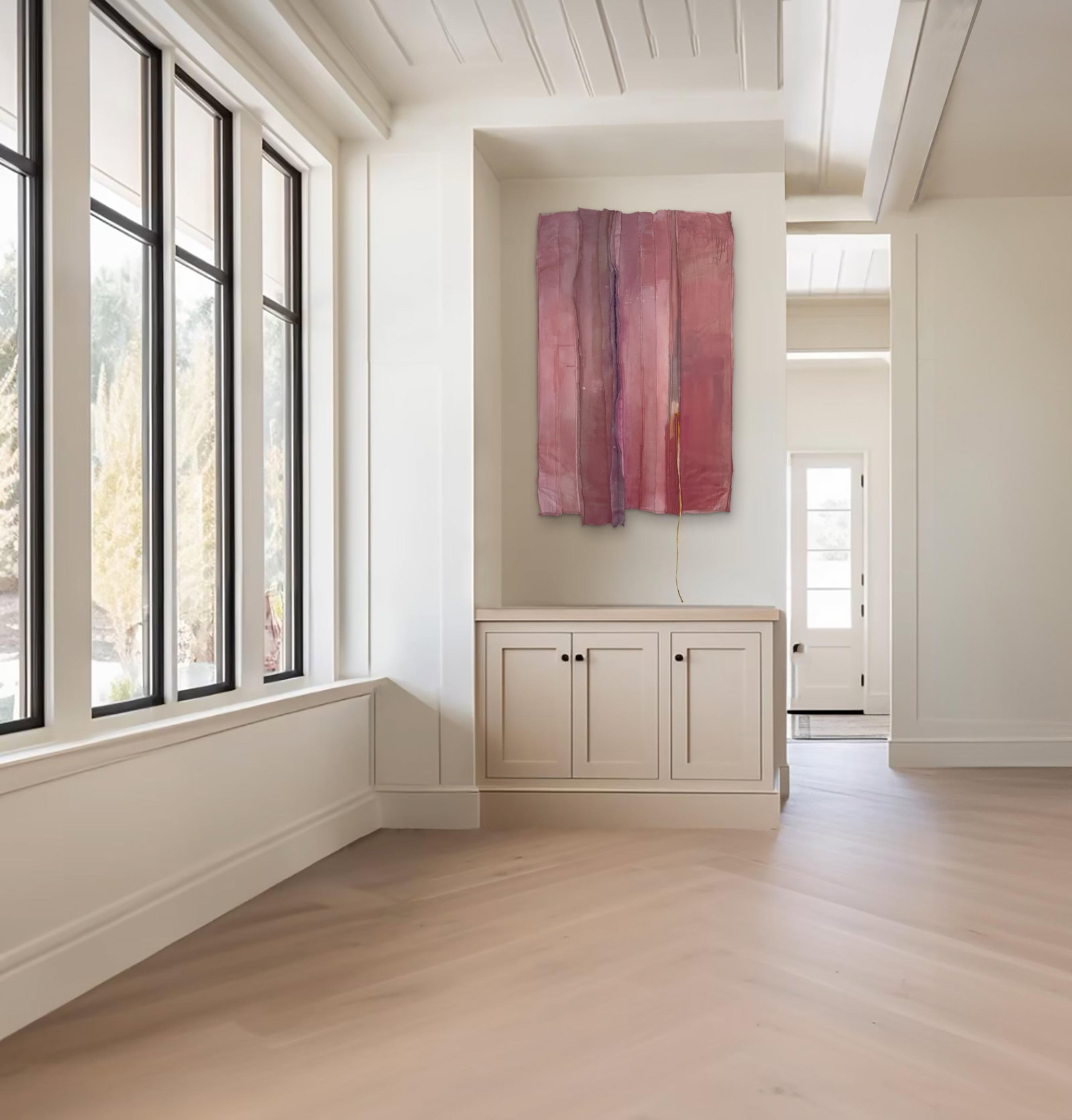 Good Morning Kiss Salvaged Materials Coral Colorfield Wall Sculpture - 4