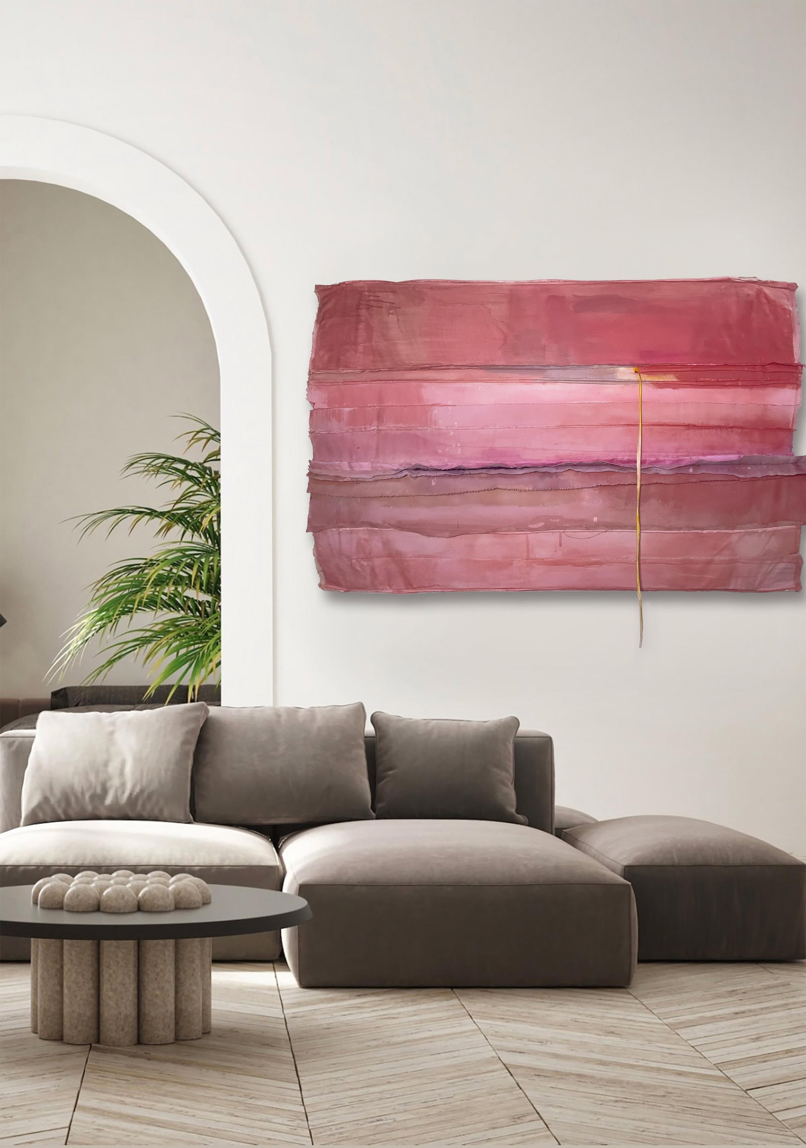 Good Morning Kiss Salvaged Materials Coral Colorfield Wall Sculpture - 7