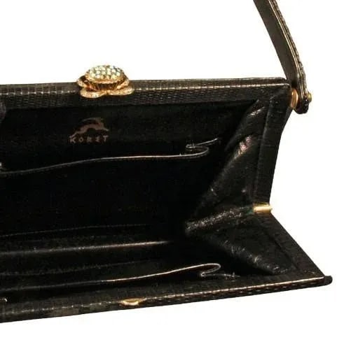 Vintage Koret Black Evening Lizard Purse - 2