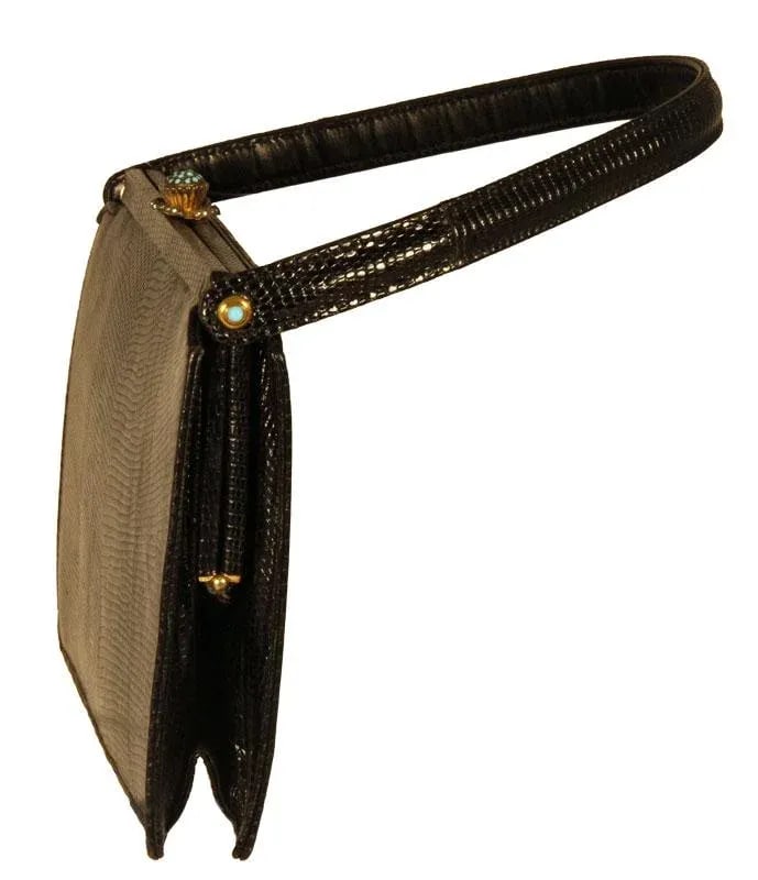 Vintage Koret Black Evening Lizard Purse - 4