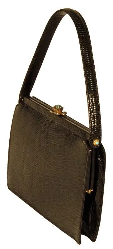 Vintage Koret Black Evening Lizard Purse - 7