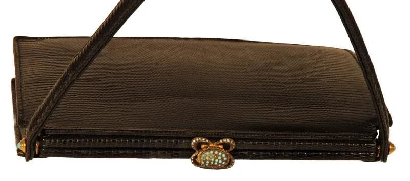 Vintage Koret Black Evening Lizard Purse - 8