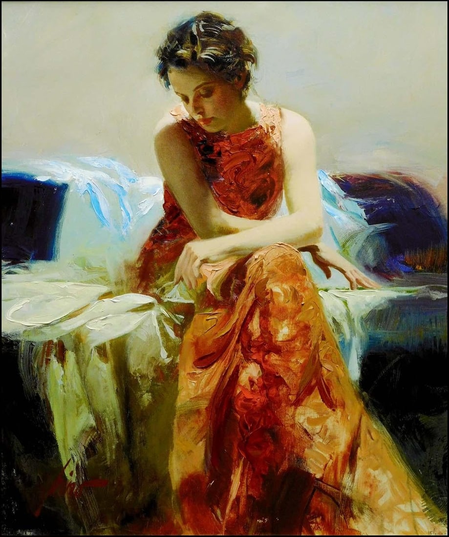 Pino "Solace" Hand Signed & Embellished on Canvas Custom Framed - 2