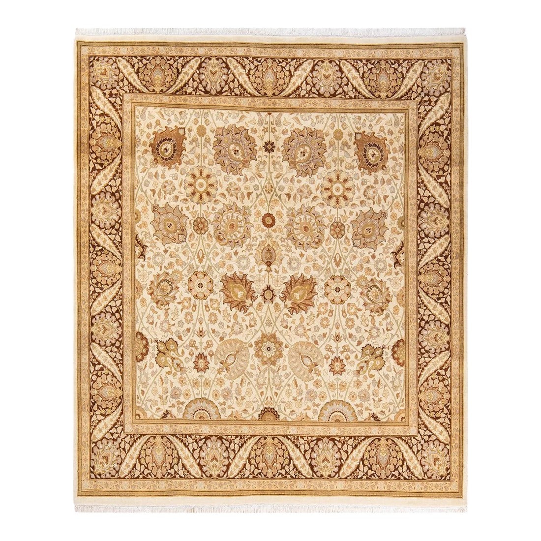 Mogul, One-of-a-Kind Hand-Knotted Area Rug - Ivory, 6' 3" x 6' 7": With understated palettes and allover designs, the rugs in the Mogul Collection will bring timeless sophistication to any room. Influenced by a spectrum of Turkish, Indian, and Persian designs, the