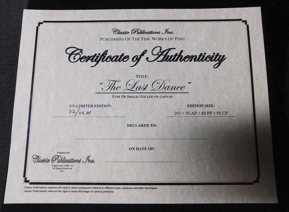 Pino "The Last Dance" on Canvas Hand Signed & Embellished W/ Custom Framed - 5