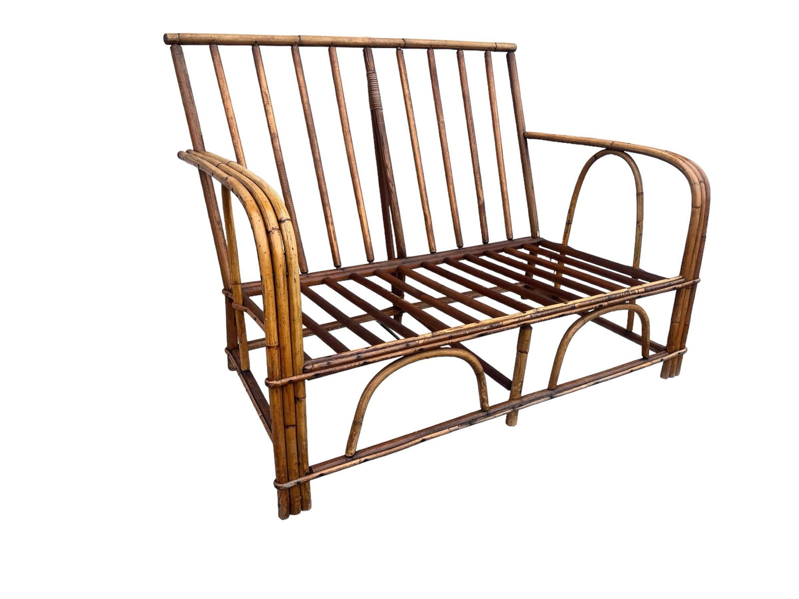 Vintage 1960's Bamboo Settee/ Loveseat - 2