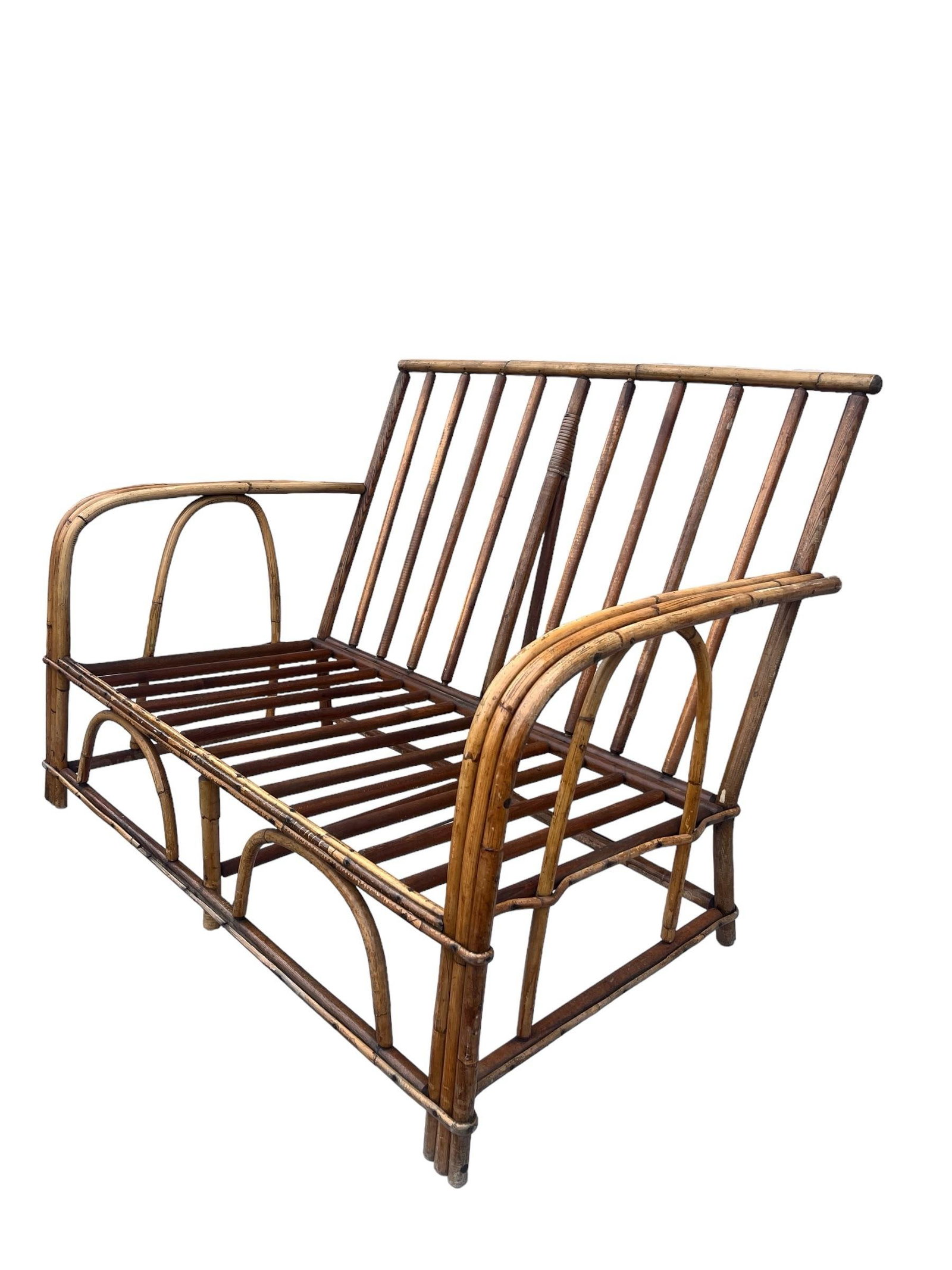 Vintage 1960's Bamboo Settee/ Loveseat - 3