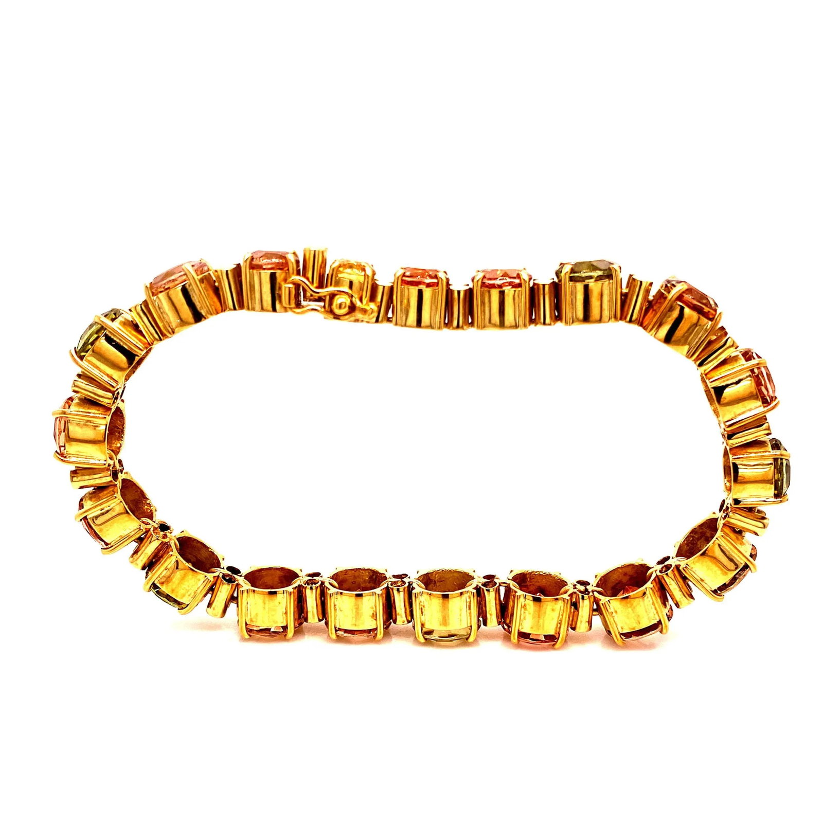 1980s Multi-Color Tourmaline 18 Karat Yellow Gold Bracelet - 10