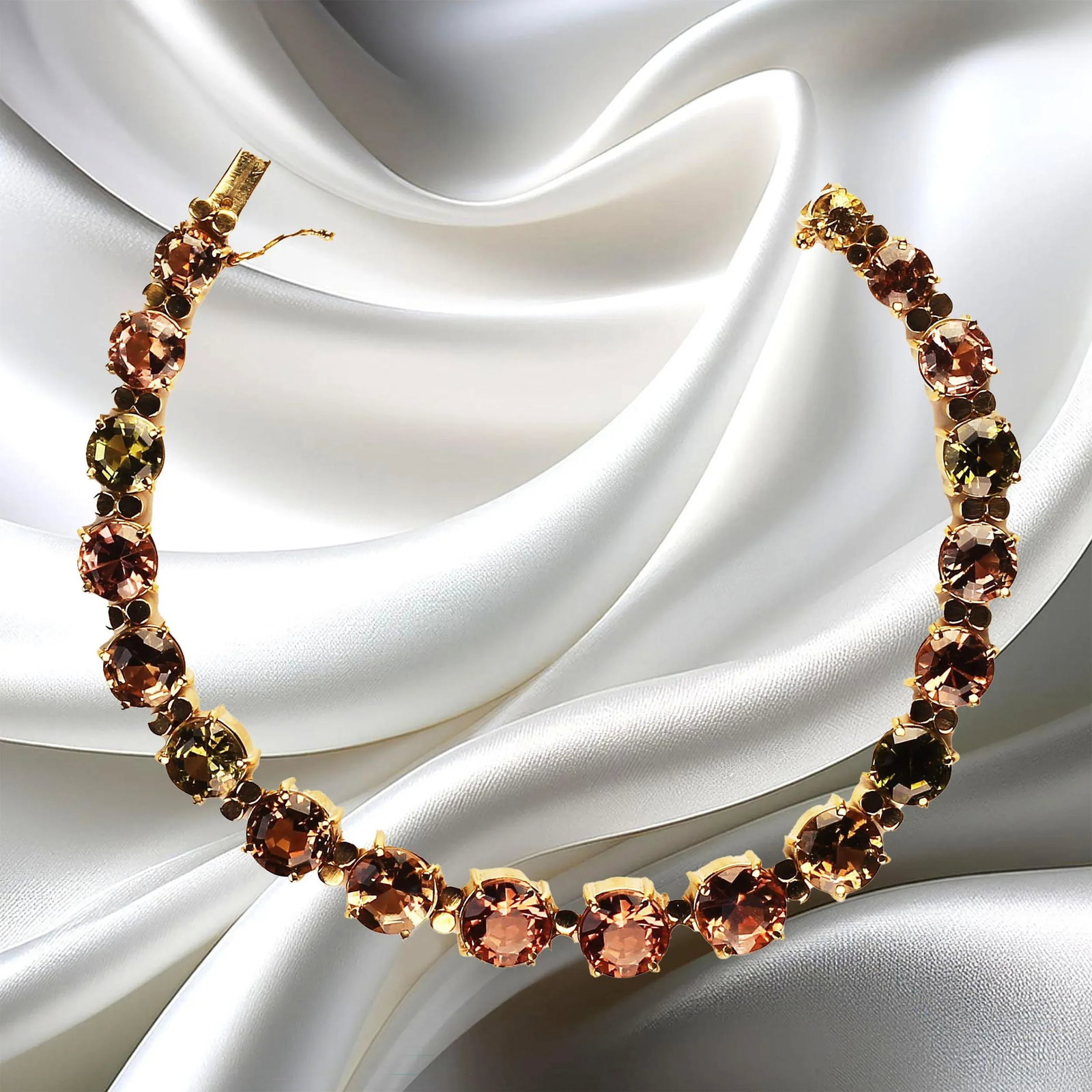 1980s Multi-Color Tourmaline 18 Karat Yellow Gold Bracelet - 4