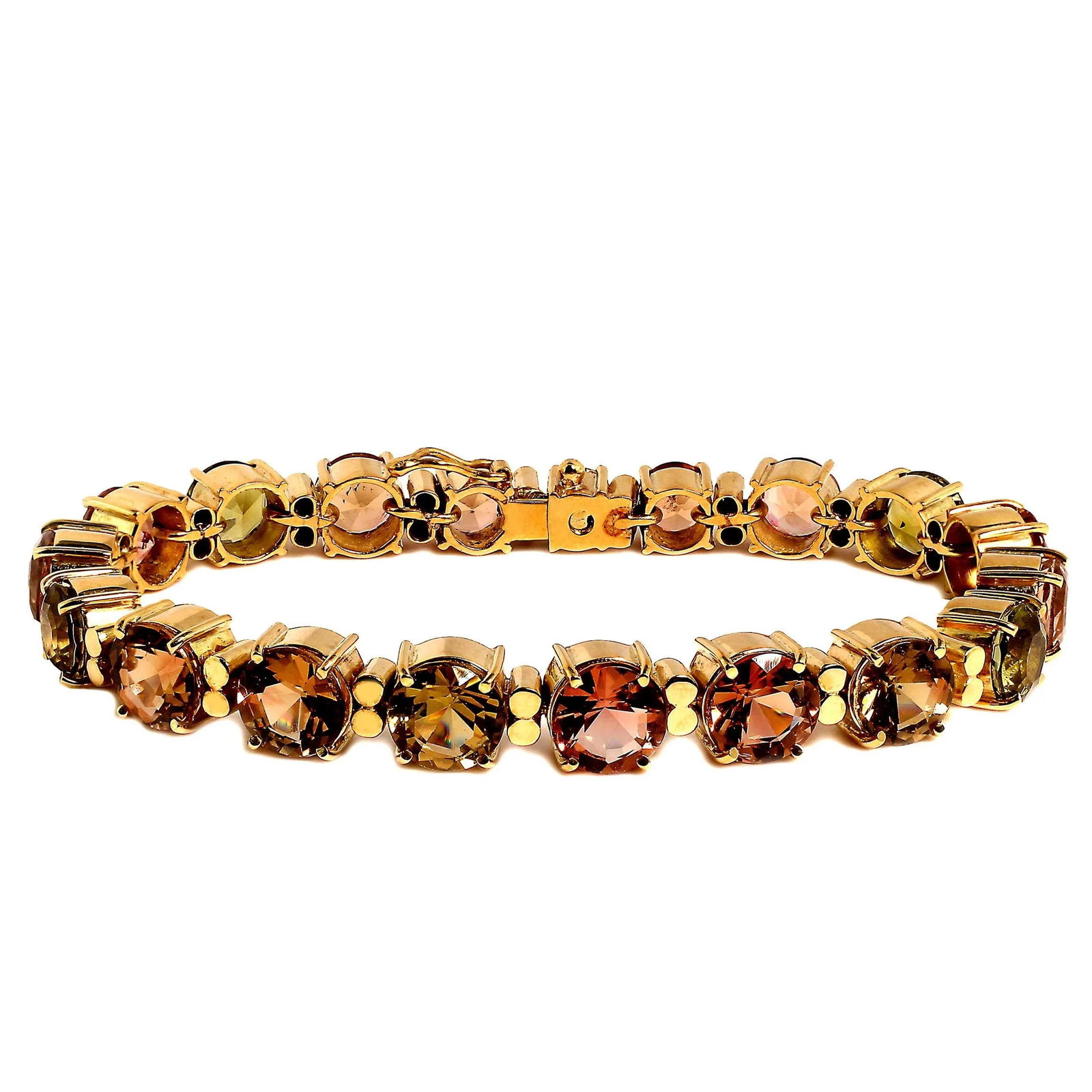 1980s Multi-Color Tourmaline 18 Karat Yellow Gold Bracelet - 7