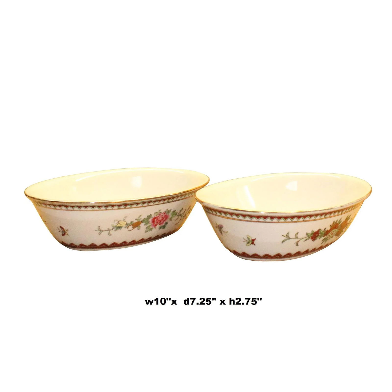 Set Chinese Vintage Yellow Floral Theme White Base Porcelain Teacups Plates - 2