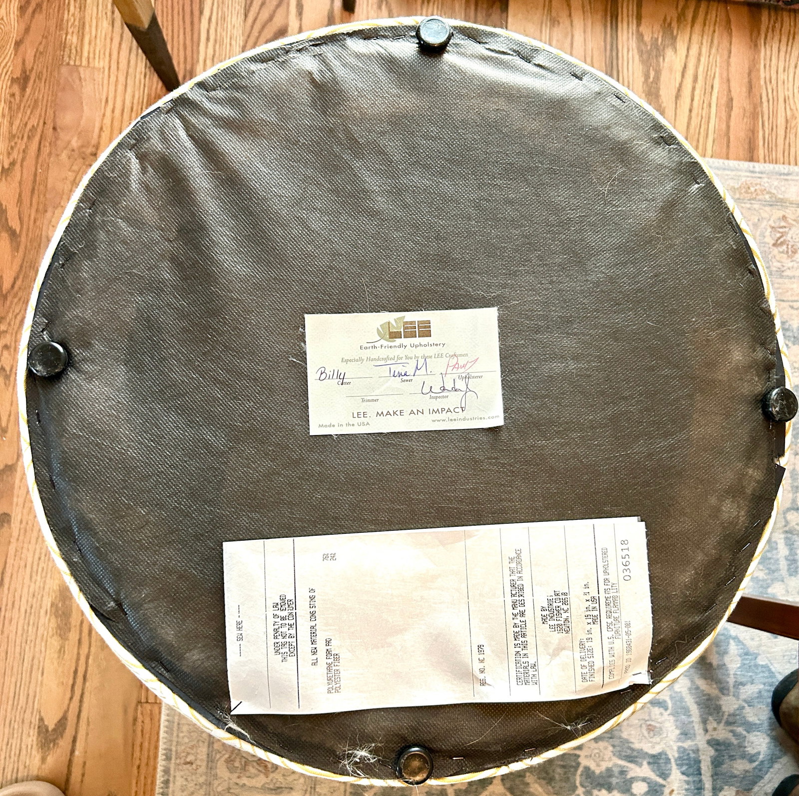 Lee Industries "Eclipse Sun" Custom Upholstered Drum Ottoman - 9