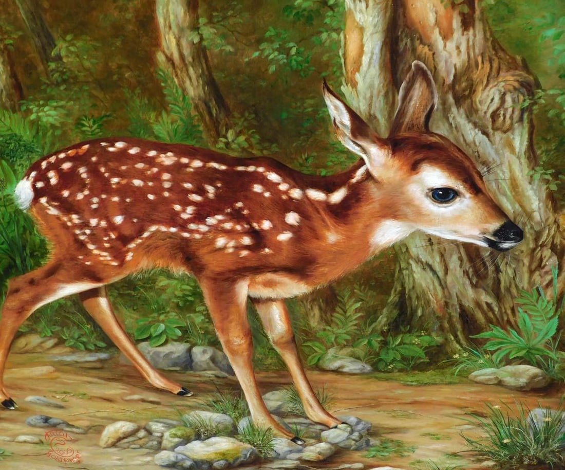 Antal Goldfinger "Bambi" Original Oil on Canvas Unframed Hand Signed - 5