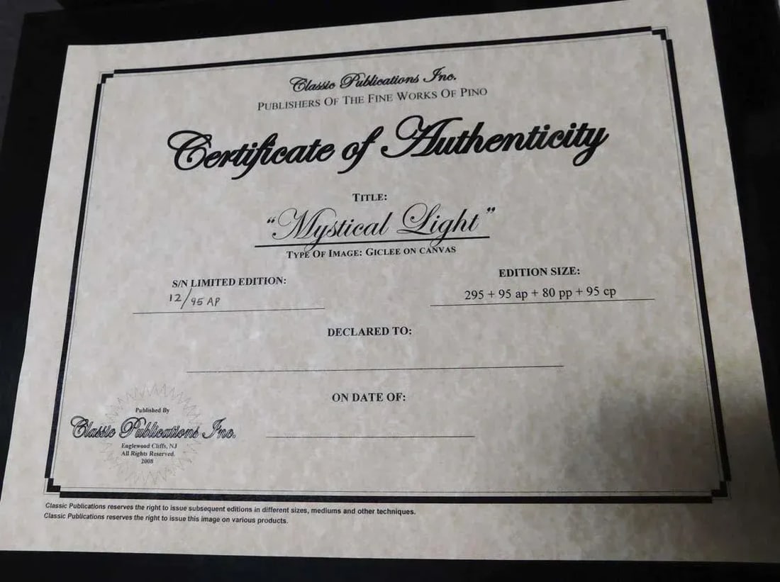 Pino "Mystical Light" Hand Signed & Embellished With Custom Frame - 4