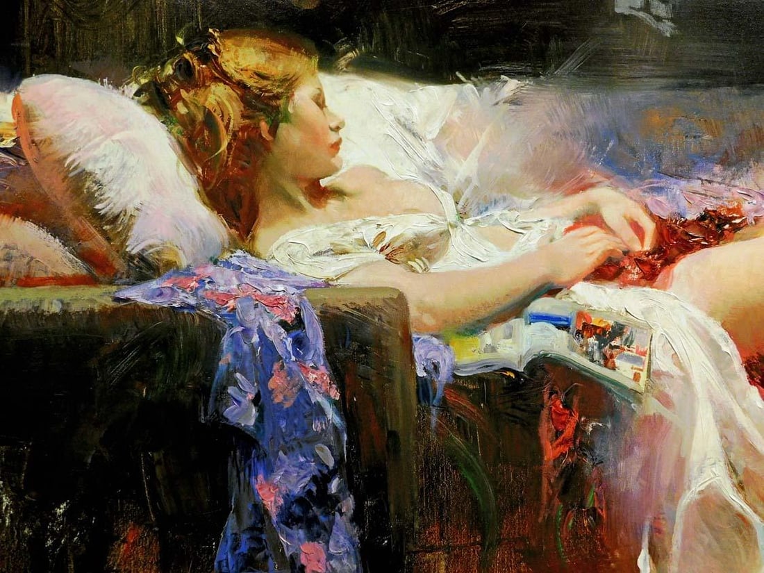 Pino "Sweet Repose" Framed Hand Signed & Embellished Giclee on Canvas - 4