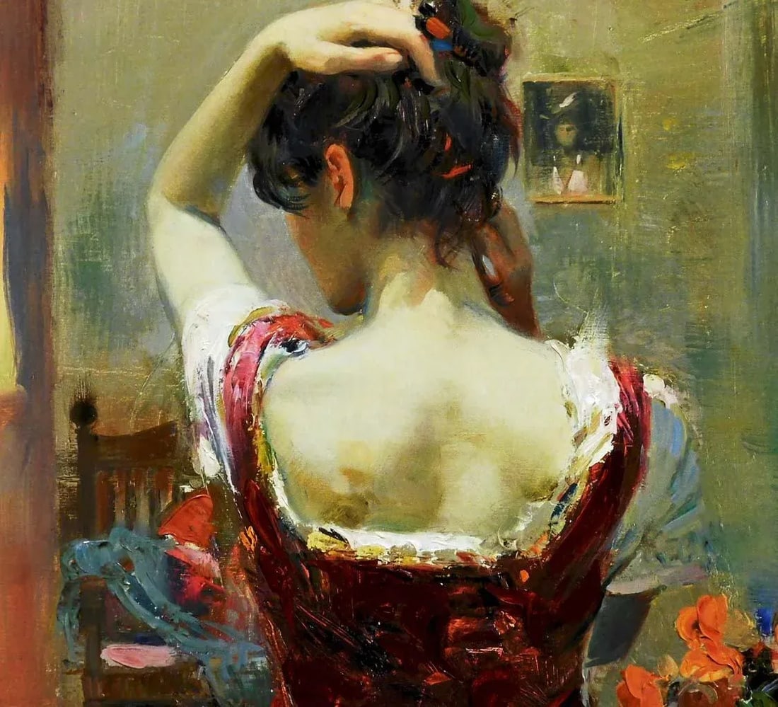 Pino "Isabella" on Canvas Hand Signed & Embellished W/ Custom Frame - 8