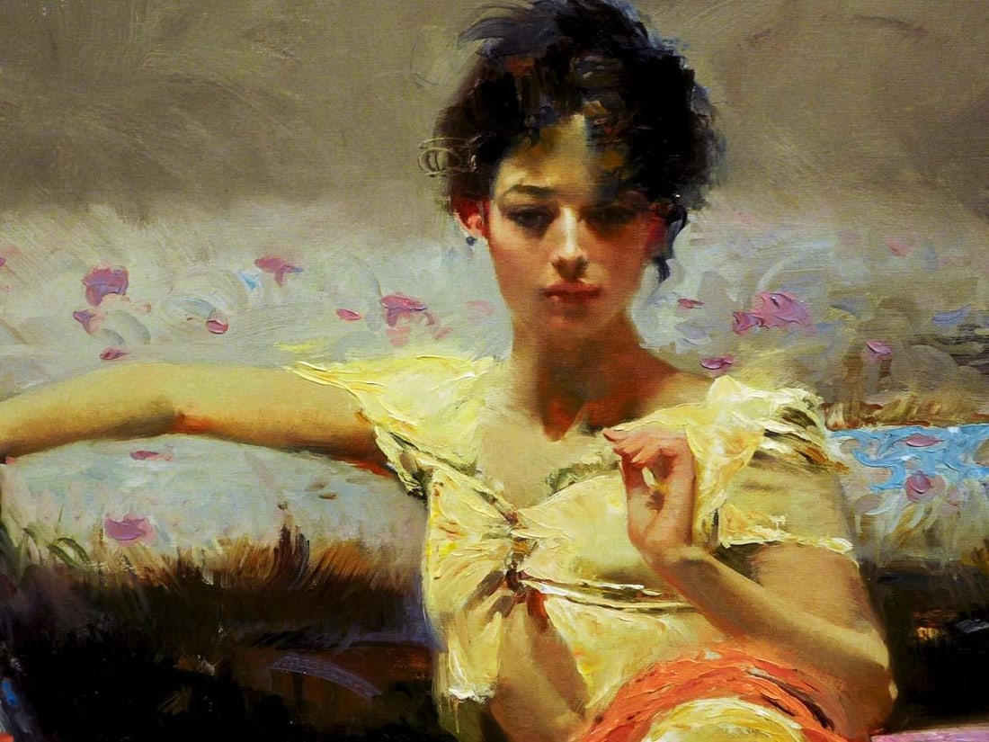 Pino "Parisian Girl" Hand Signed & Embellished Custom Framed - 4