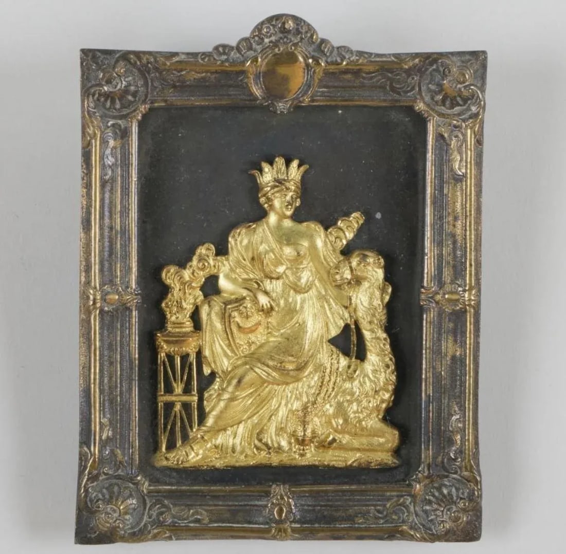Pair of Gilt Bronze Allegorical Images of Africa and and Asia French. Framed Plaques, Late 18th Cent - 2