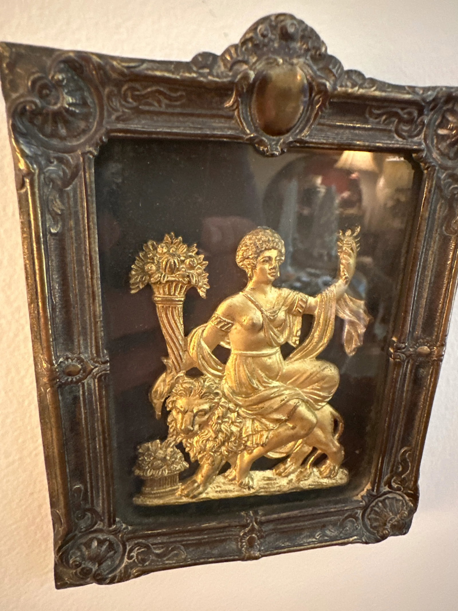 Pair of Gilt Bronze Allegorical Images of Africa and and Asia French. Framed Plaques, Late 18th Cent - 7
