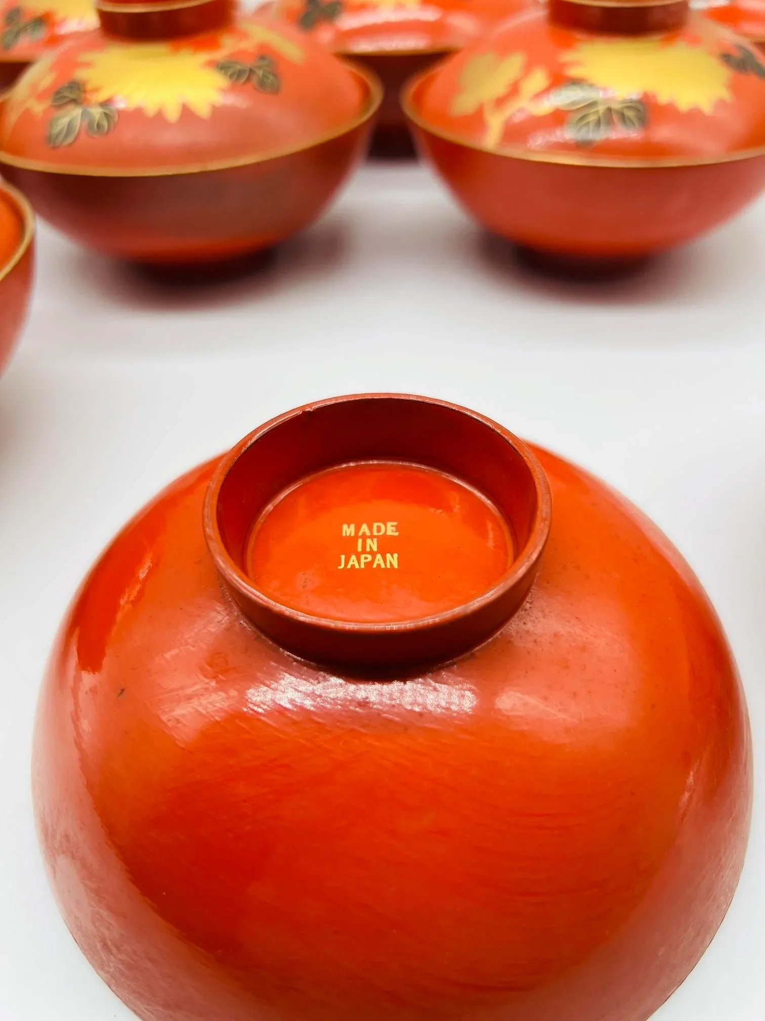 18 Pc, Vintage Japanese Lacquerware Rice Bowl Sets 9 Sets Included - 4