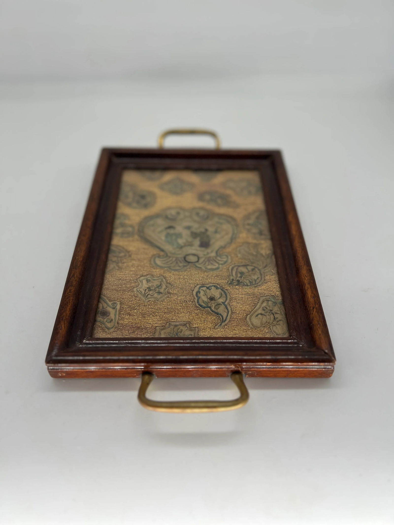 Beautiful & Fine Georgian Era Tray W/ Chinese Gold Thread Embroidery - 2