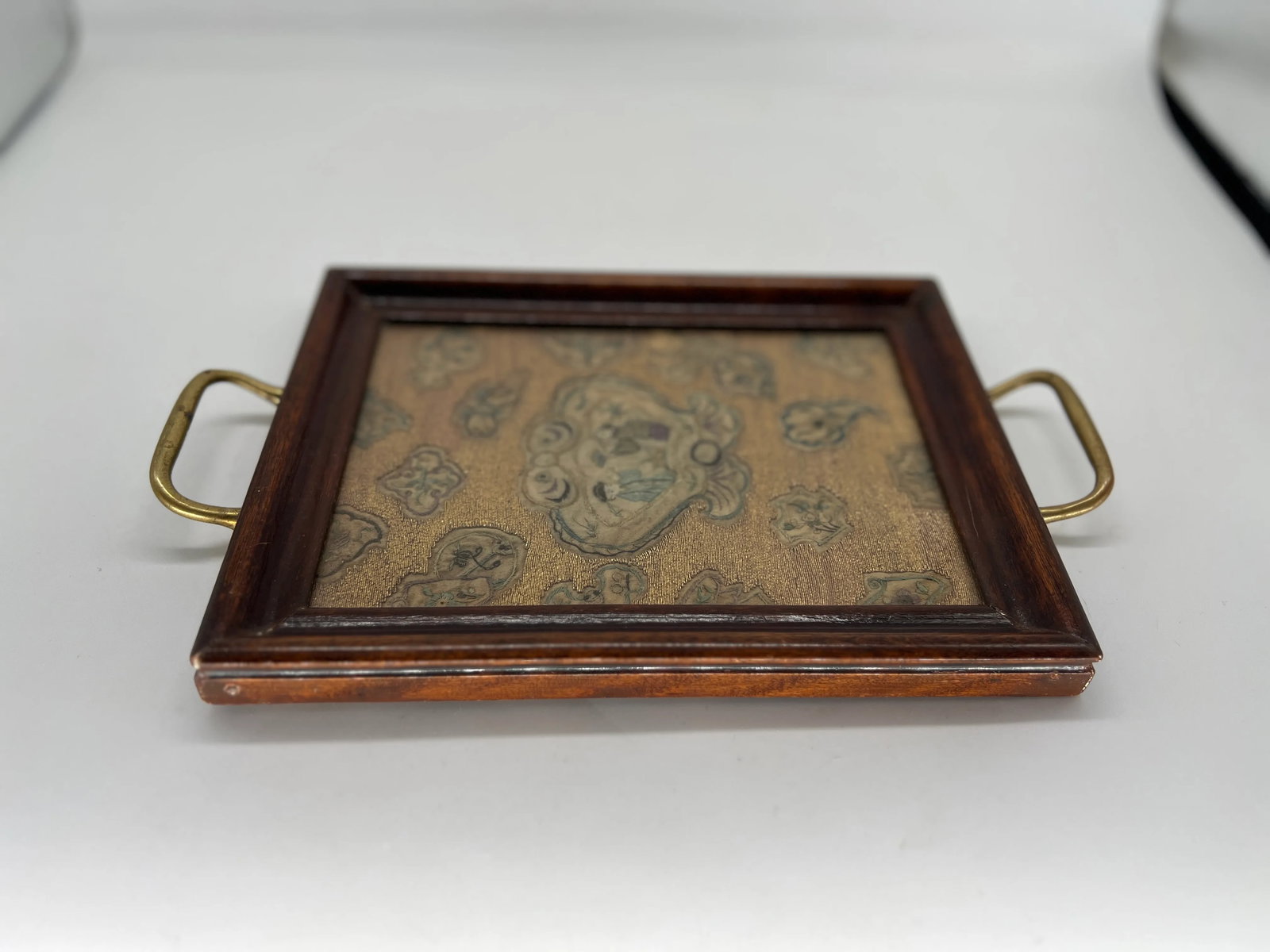 Beautiful & Fine Georgian Era Tray W/ Chinese Gold Thread Embroidery - 5