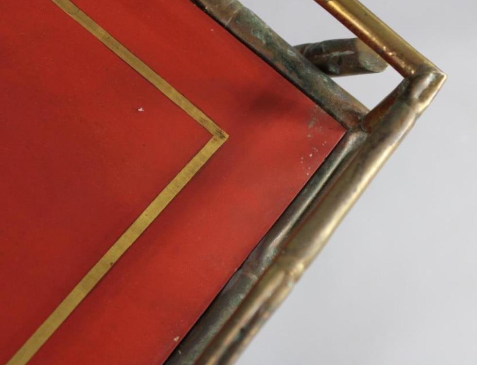 1950s A Mid Century Modern Possibly Bagues French Folding Faux Bamboo in Gold and Red Bar or Tray Ta - 7