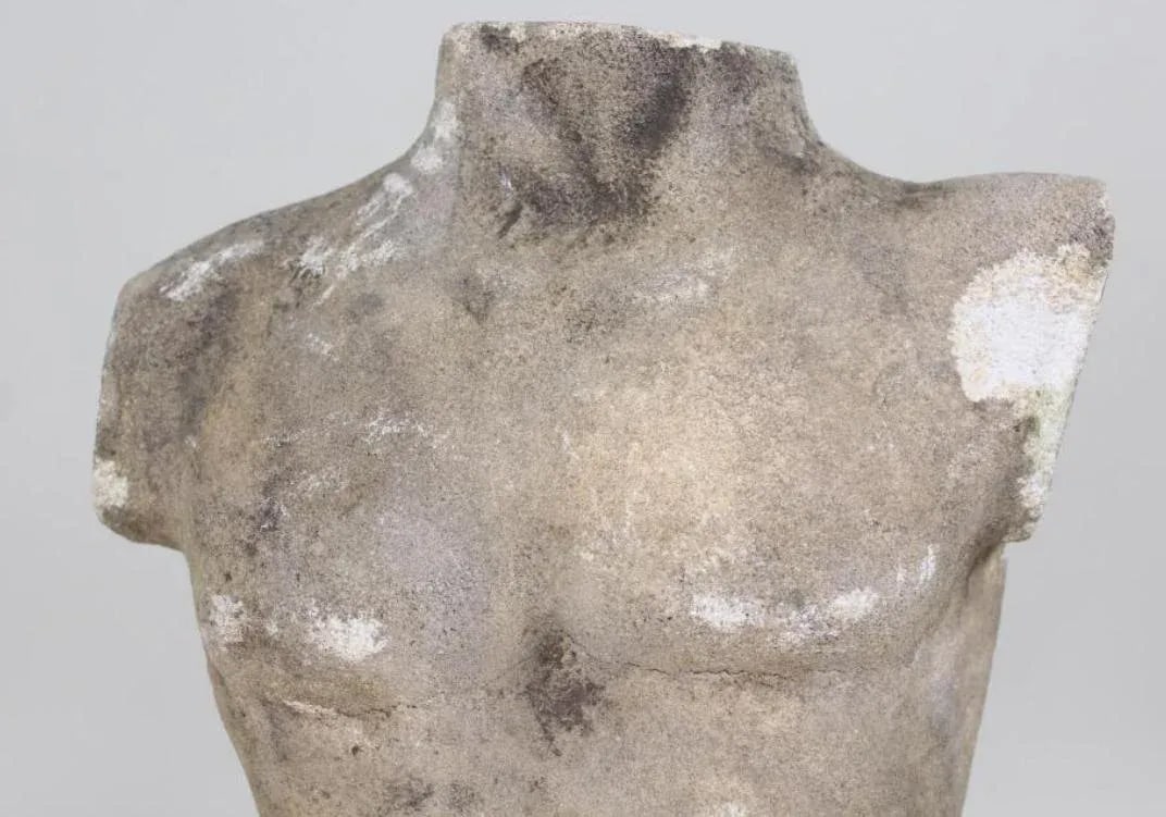 1930s Neoclassical Greek Roman Cast Stone Statue of a Nude Male Torso - 3