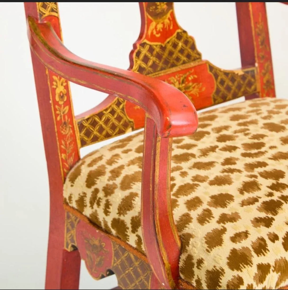 8 Gillowâ"Â™s of Lancaster Queen Anne Style Red Painted Chinoiserie Dining Chairs in - 5