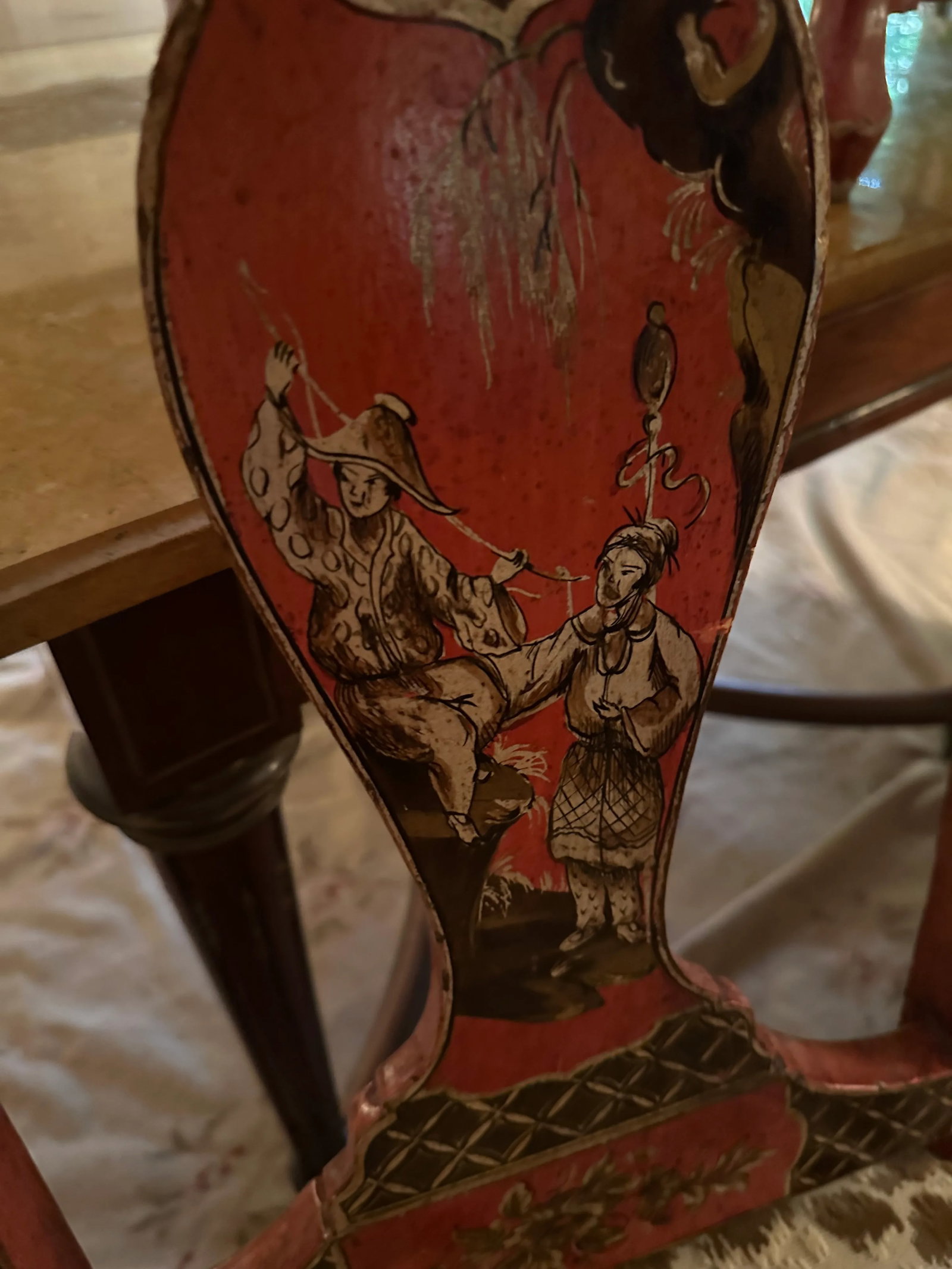 8 Gillowâ"Â™s of Lancaster Queen Anne Style Red Painted Chinoiserie Dining Chairs in - 7