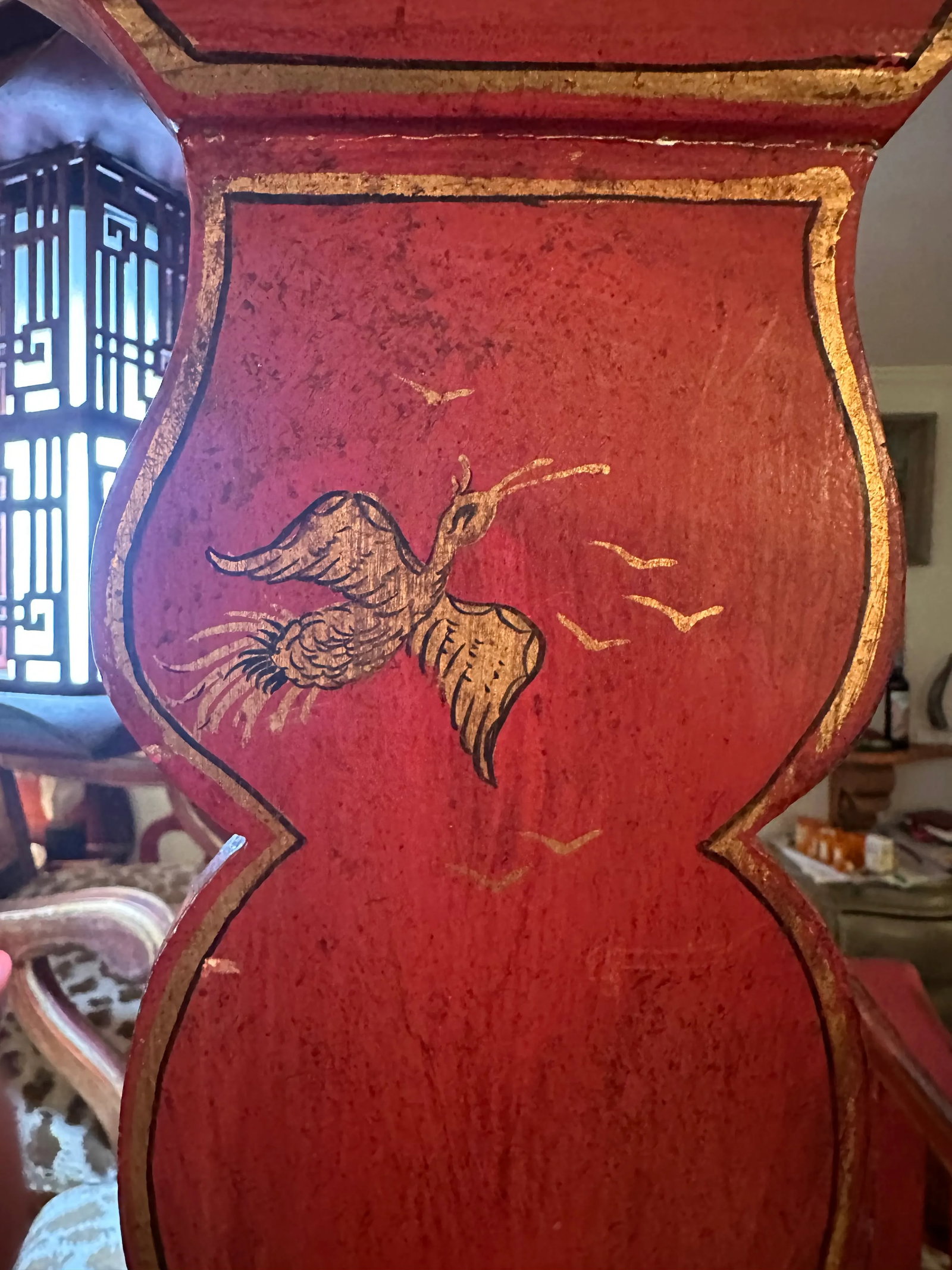 8 Gillowâ"Â™s of Lancaster Queen Anne Style Red Painted Chinoiserie Dining Chairs in - 9