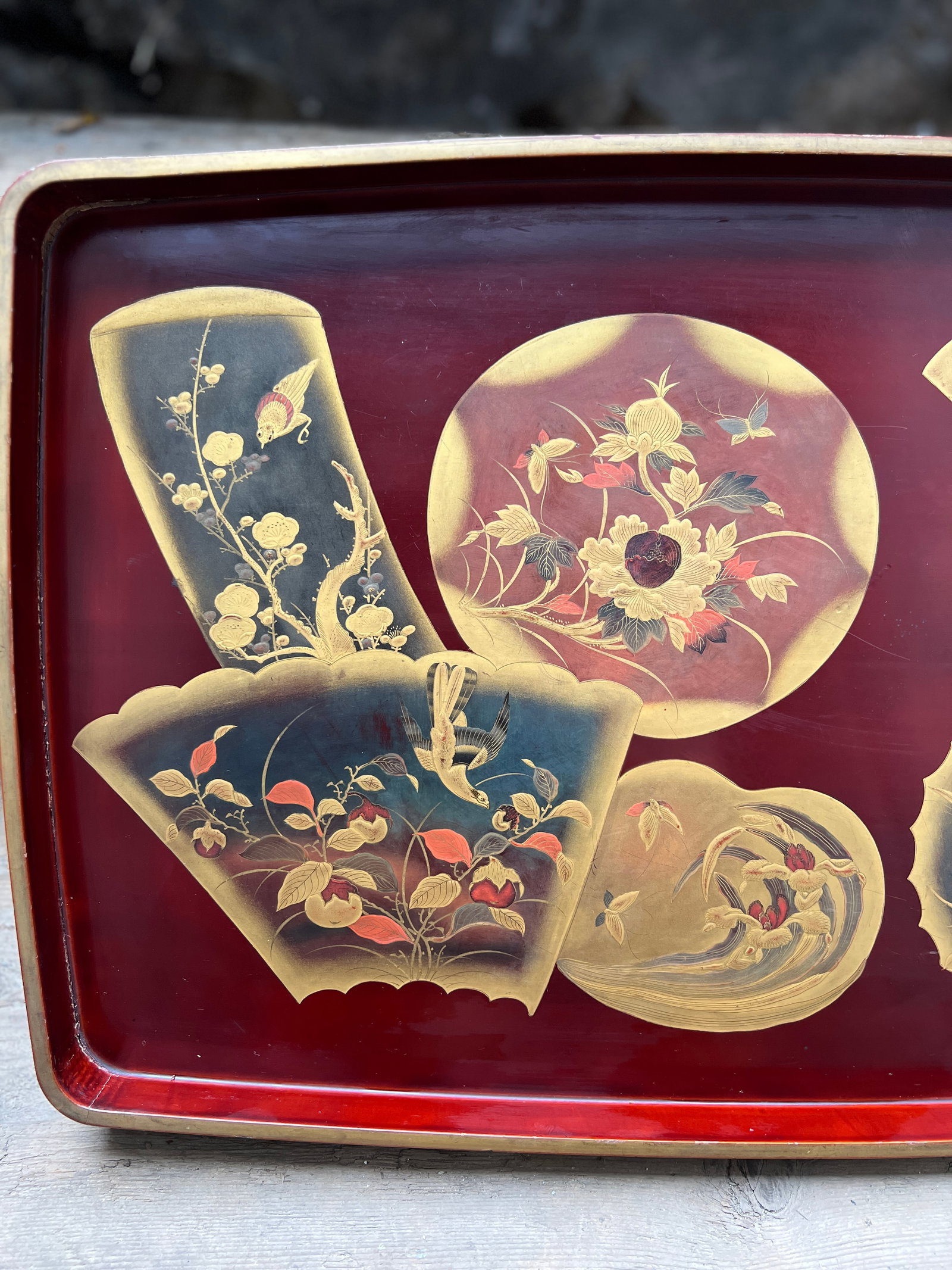 Antique Large Scale Japanese Lacquer & Gilt Decorated Tray - 6