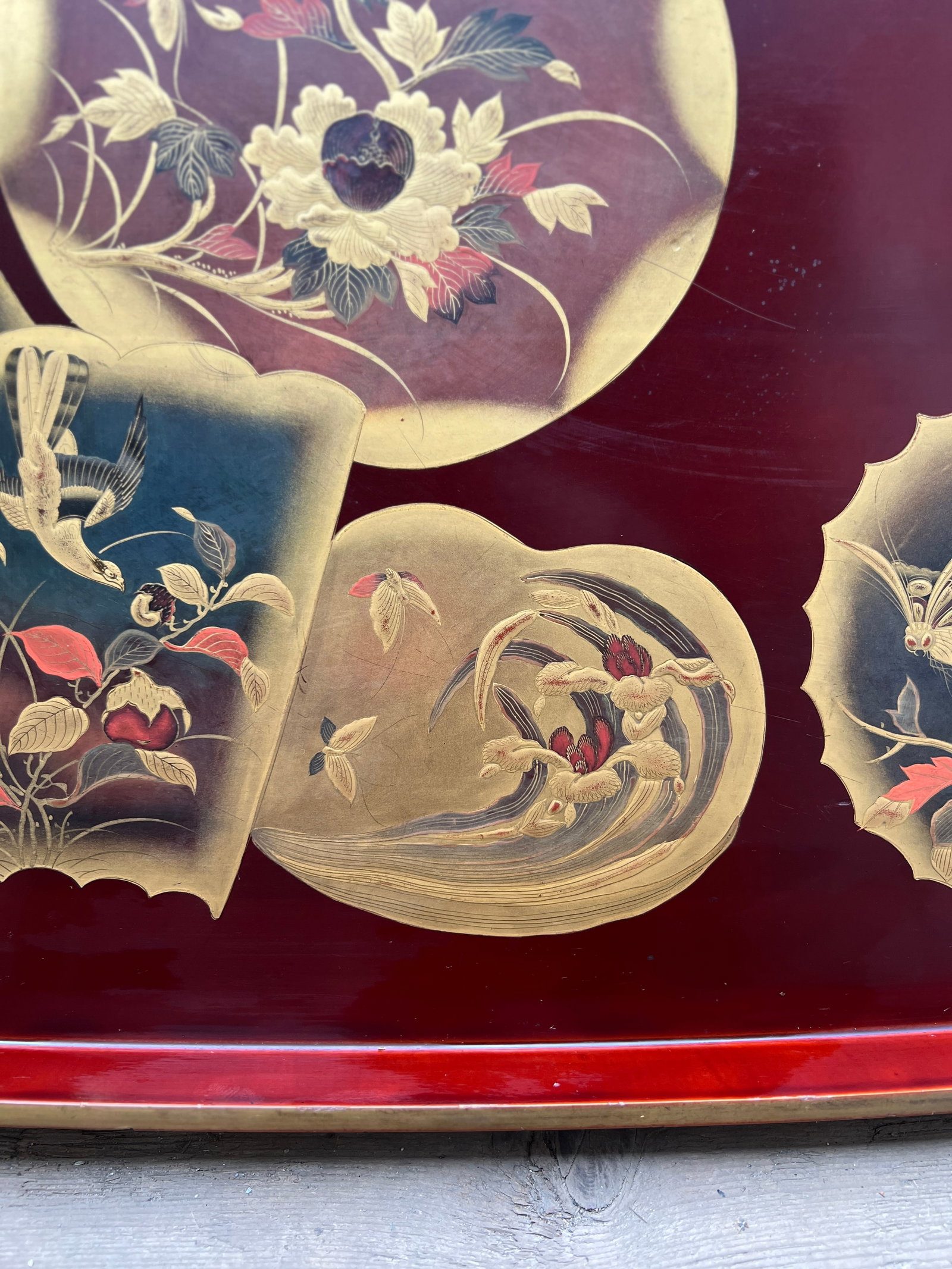 Antique Large Scale Japanese Lacquer & Gilt Decorated Tray - 8