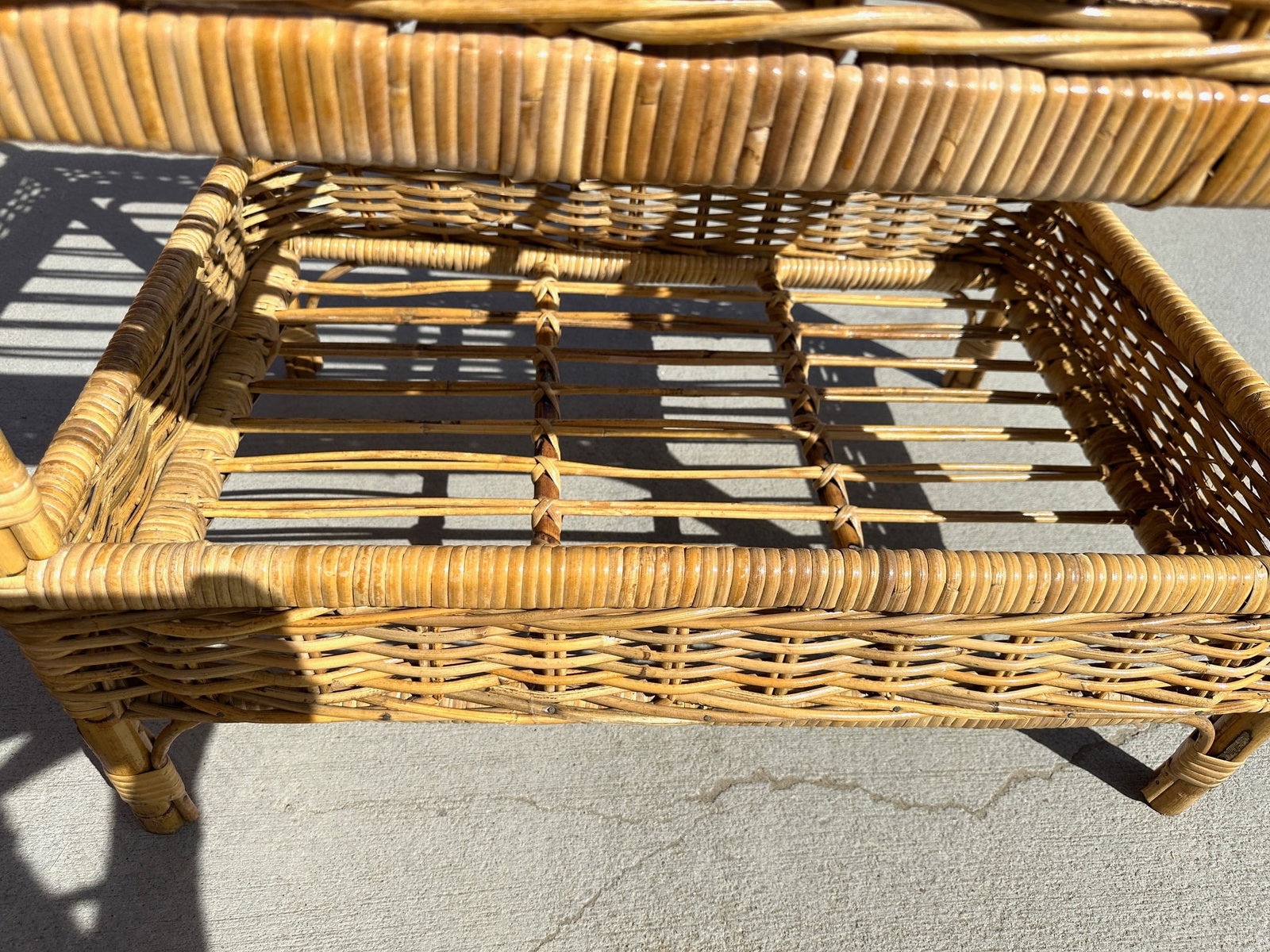 Coastal Michael Taylor Style Woven Rattan Bar Cart W/Drink Holder - 8