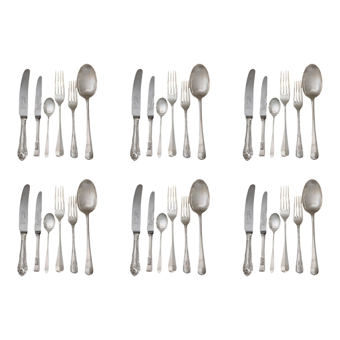 Antique Mixed Pattern Oversized English Flatware W/ Service for 6 (1 of 4)